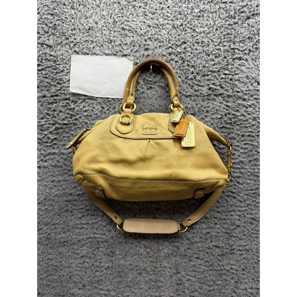 Coach Madison Sabrina Pebbled Leather Convertible Satchel Bag Beige 12937 Y2K